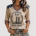 thumbnail image 3 of 9/11 25th Anniversary Never Forget Shirt for Women 3/4 Sleeve V Neck 911 Memorial Patriot Day Tshirt, L, 3 of 4