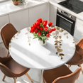 thumbnail image 2 of Round Table Cover 55-60 Inch Brown Eucalyptus Leaves Waterproof Reusable Table Cloth Round Fitted Vinyl Tablecloth with Elastic Edged for Parties Outdoors, Watercolor Summer Botanical, 2 of 9