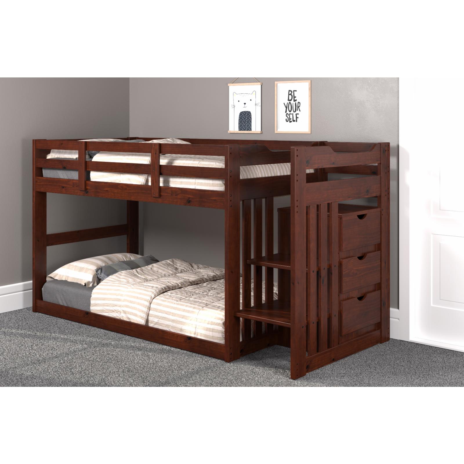 Woodcrest Twin/Twin Stair Bunk Bed with Storage Cocoa