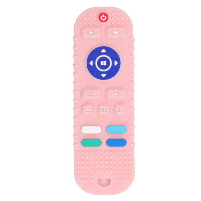 Juguetes de dentición con control remoto de silicona, suaves, con simulación de TV, para bebés, mordedores masticables con control remoto para niños y niñas, color rosa