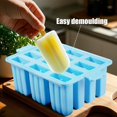 thumbnail image 4 of Popsicles Molds,Silicone ice Pop Mold Food Grade Cakesicles Mold For ice Cream 50 Popsicle Sticks (Blue,12 Cavities), 4 of 7