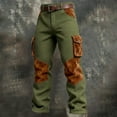 thumbnail image 2 of CONZONE Men'S Retro Cargo Pants Casual Wide Leg Hiking Pants for Men Patchwork Color Buttons Soft Cozy Athletic Joggers With Pockets, 2 of 3