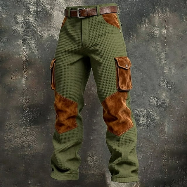 Pantalon en Tricot Décontracté avec Design Utilitaire Rétro pour Activités Quotidiennes et Extérieures, Coupe Confortable et Multiples Poches