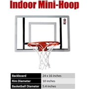 RAMGOAL Adjustable Indoor Mini Basketball Hoop and Ball, Wall-Mounted, Durable Breakaway Rim