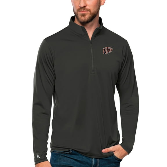 Men's Antigua Charcoal UTEP Miners Tribute Quarter-Zip Top