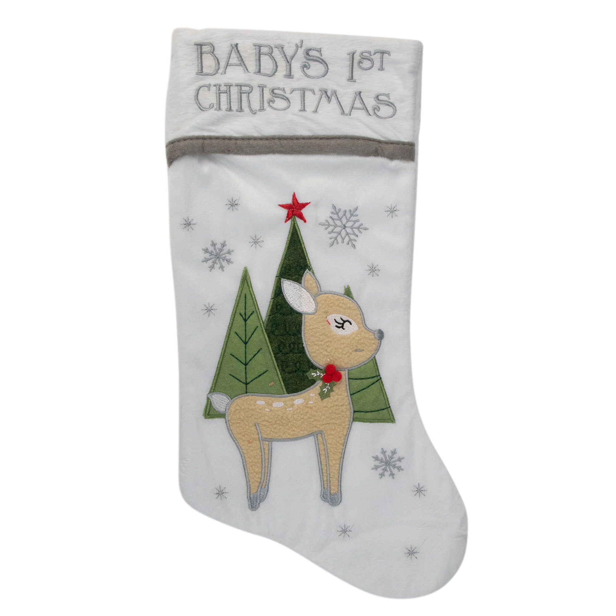 Personalised Christmas Stocking Baby's First Christmas Rudolph Red
