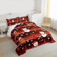 thumbnail image 3 of Manfei Winter Pink Snowman Full Size Comforter Sets, Cure Reindeer Bedding Comforter Set, Western Christmas Holiday Reversible Bedding Sets, Microfiber Bedroom Decor, 3 Pieces, 3 of 8