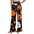 thumbnail image 5 of MLQIDK Women Halloween Pajamas Plus Size Pumpkin Bat Ghost Print Pajama Pants Loose fit Lounge Pumpkin Pajamas Drawstring Elastic Waist Fall Pjs Funny, 5 of 5