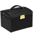 thumbnail image 1 of Caja organizadora de almacenamiento de joyas de tres capas, vitrina de PU para pendientes y collares (negro), 1 of 2