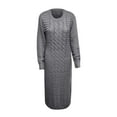thumbnail image 4 of Offres Cyberlundi 2023 Levmjia Robes d'Automne Hiver pour Femmes 2023 Mode Femmes Col Rond Couleur Unie Fleurs de Chanvre Tricot Manches Longues Robe, 4 of 6