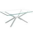 thumbnail image 6 of OUFAN 39.37" Rectangular Clear Tempered Glass Coffee Table, Stylish Design Black Metal Legs, Modern & Simple Center Table for Living Room, Silvery, 6 of 9