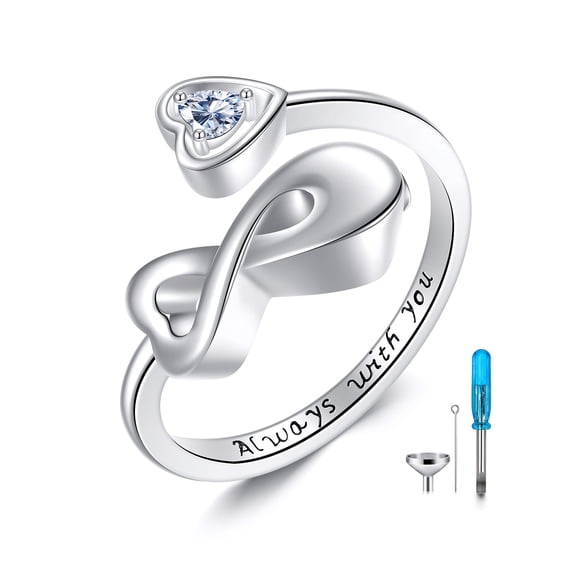 925 Sterling Silver Infinity Cremation Ring for Ashes Infinity Urn Ring
