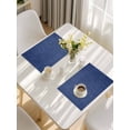thumbnail image 5 of Vintage Navy Blue Placemats Set of 4, Farmhouse Retro Dark Solid Color Linen Texture Placemats for Dining Table, Place Mats for Kitchen Tabletop, Waterproof Wipeable Dining Table Mats Set, 5 of 9
