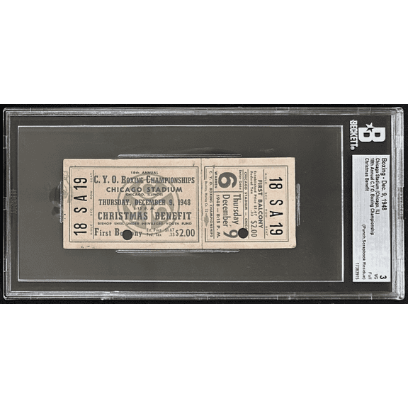 18th Annual CYO Boxing Championship Christmas Benefit Full Ticket Beckett 3 VG