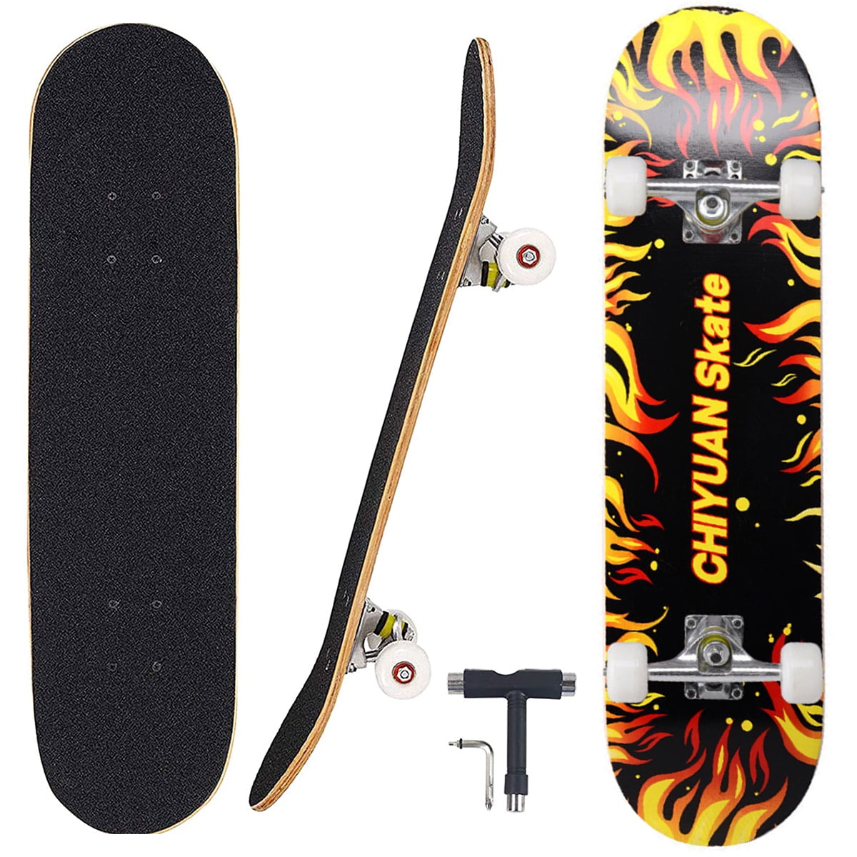 Skateboard 31x8 Pro Complete Skate Board 7 Layers Decks for Teens Adults Beginners 