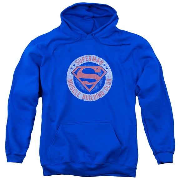 Superman Muscle Club Adult Pullover Hoodie Sweatshirt Royal Blue