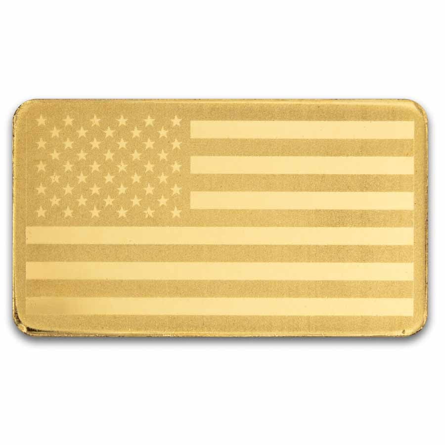 1/2 gram Gold Bar - United States Flag & Statue of Liberty