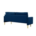 thumbnail image 3 of 65-Inch Navy Velvet Loveseat Sofa with Cushions, Modern Minimalist Metal Legs, Comfortable 2-Seater for Living Room or Bedroom, Stylish Soft Fabric Couch, 3 of 6
