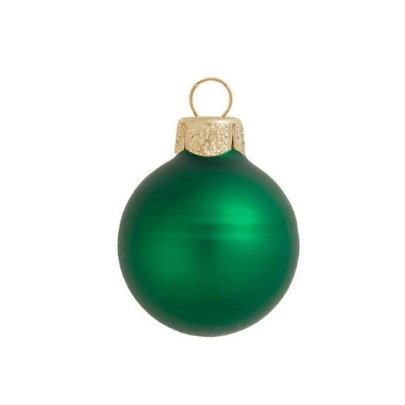 Whitehurst Small Matte Finish Glass Christmas Ball Ornaments - 2" (50mm) - Green - 28ct