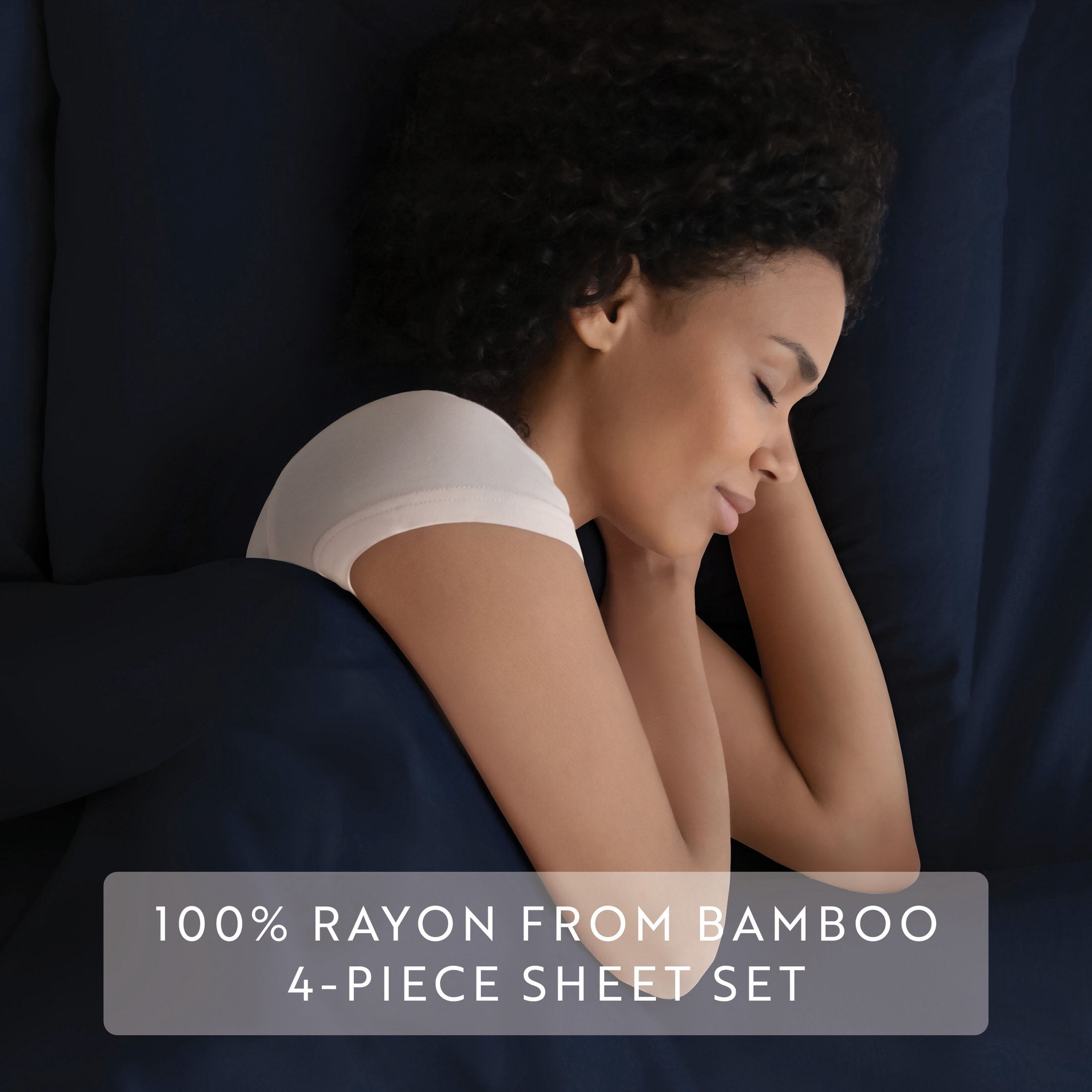 Noble Linens Rayon from Bamboo 4 Piece Luxury Bed Sheet Set, Navy, California King