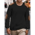 thumbnail image 3 of Coshow Mens Crewneck Pullover Sweater Waffle Textured Long Sleeve Knitted Sweaters with Elbow Patches, 3 of 5