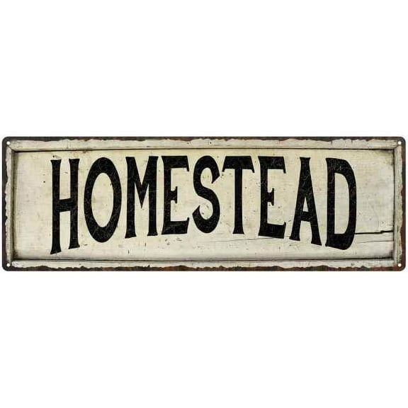 HOMESTEAD Farmhouse Style Wood Look Sign Gift 6x18 Metal Decor 106180028194