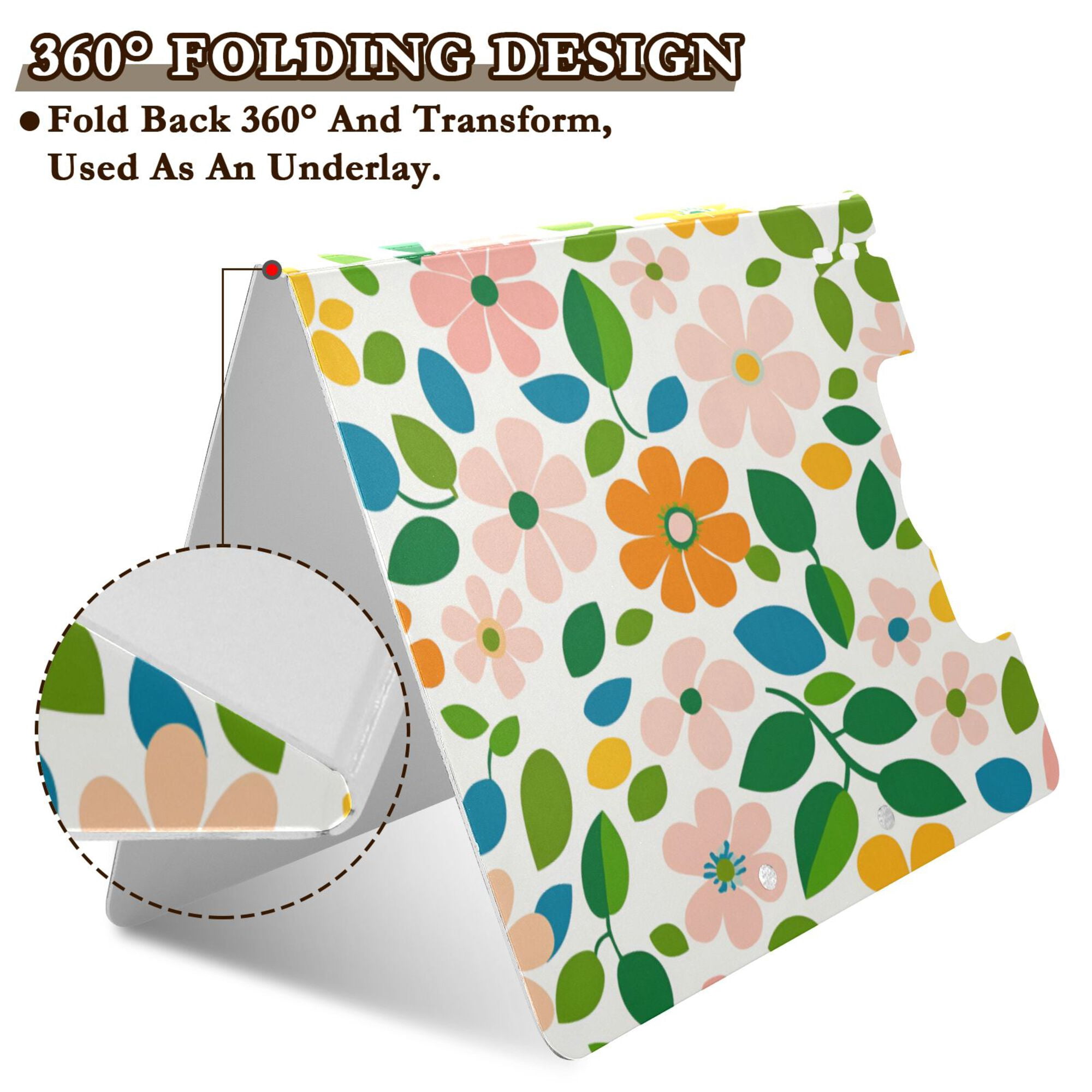 FORMRS A4 Clipboard Folder with Pen Holder Horizontal Foldable School Office Binder, Retro Orange Floral