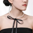 thumbnail image 1 of Collar de perlas de estilo europeo y americano, estilo retro, estilo francés, elegante y sencillo, con lazo, hecho a mano, 1 of 1