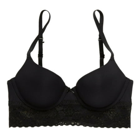 New AERIE American Eagle 4771073 Real Happy Demi Push Up Bra True Black, 32C, 8968-3
