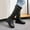 Black, variant on Jsaierl Women's Chunky Low Heels Boots Knee High Winter Boots Comfortable Pull On Zipper Chunky Heel Western Cowgirl Knee High Boots