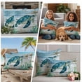 thumbnail image 3 of 2 Pack Outdoor Waterproof Throw Pillow Covers,Sea Turtle Seagrass Starfish Decorative Square Patio Pillowcases for Chair Couch Sofa 16x16in, 3 of 9