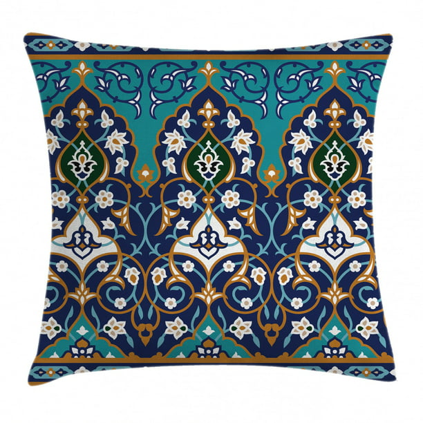 Moroccan Throw Pillow Cushion Cover, Ottoman Folkloric Art Inspired ...
