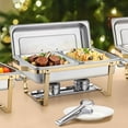thumbnail image 4 of CAFORKP 8Qt 4-Pack Gold Chafing Dish Buffet Set,Chafer with 2 Full & 4 Half Size Pans, 4 of 11
