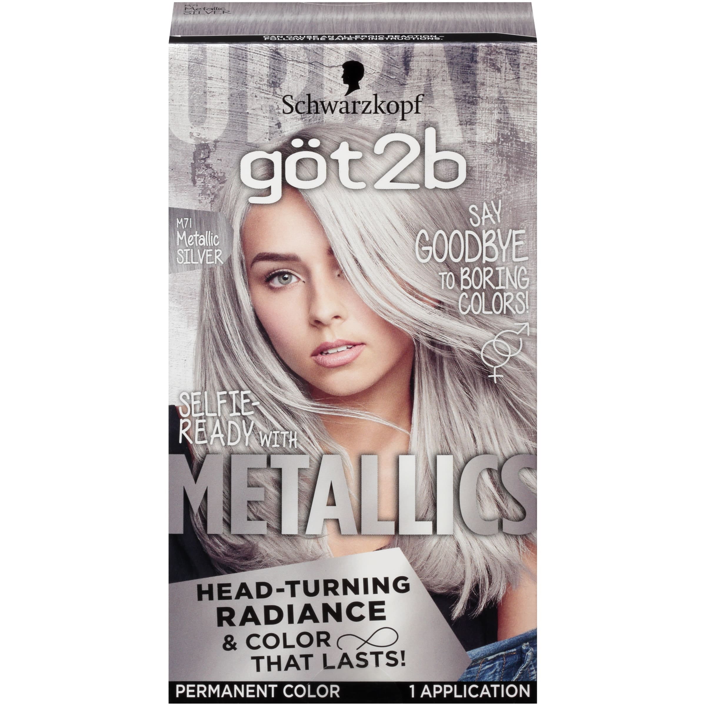 Schwarzkopf Got2b Metallics Permanent Hair Color, M71 Metallics Silver -  