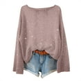 thumbnail image 6 of WHEANG Long Sleeve Shirts For Women Glitter Real Sequin One Shoulder Strip Sweater Knitted Soft Warm Casual Fashion Pullover 1Pc Pink S-3Xl, 6 of 9