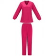 thumbnail image 4 of MLQIDK Scrubs for Women Plus Size Scrub Joggers Petite V Neck Scrub Pants and Tops Nursing Scrubs Medical Scrub Sets with Pockets Hot Pink XXL, 4 of 5