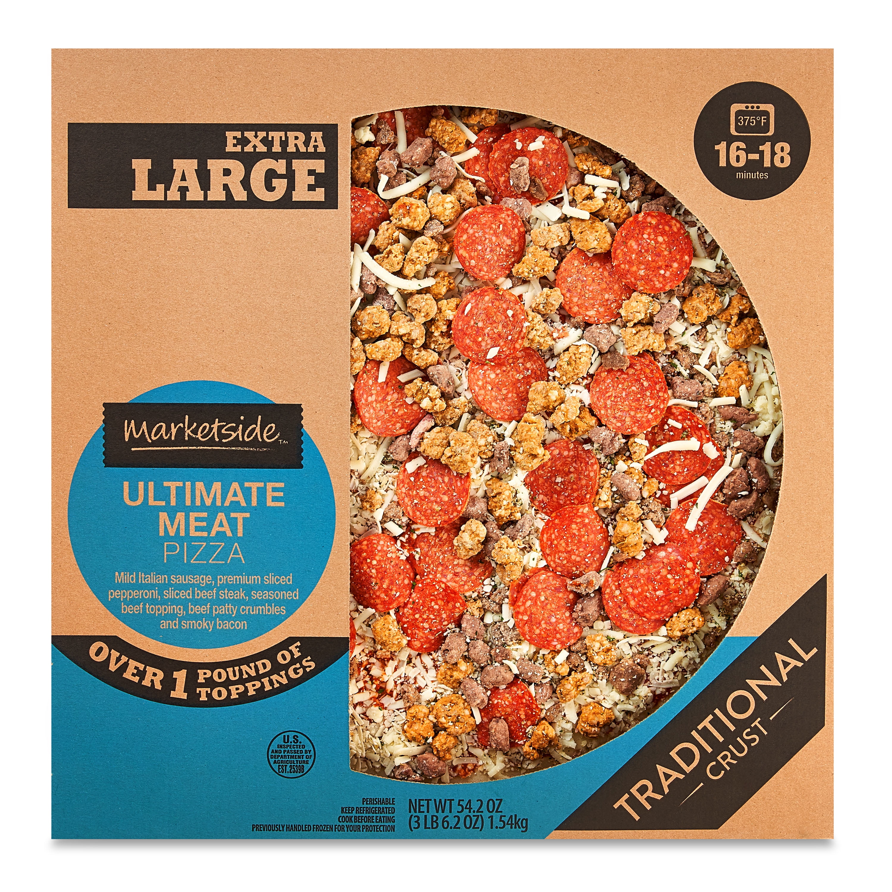 Marketside Extra Large Ultimate Meat Pizza 54.2 oz Walmart Inventory