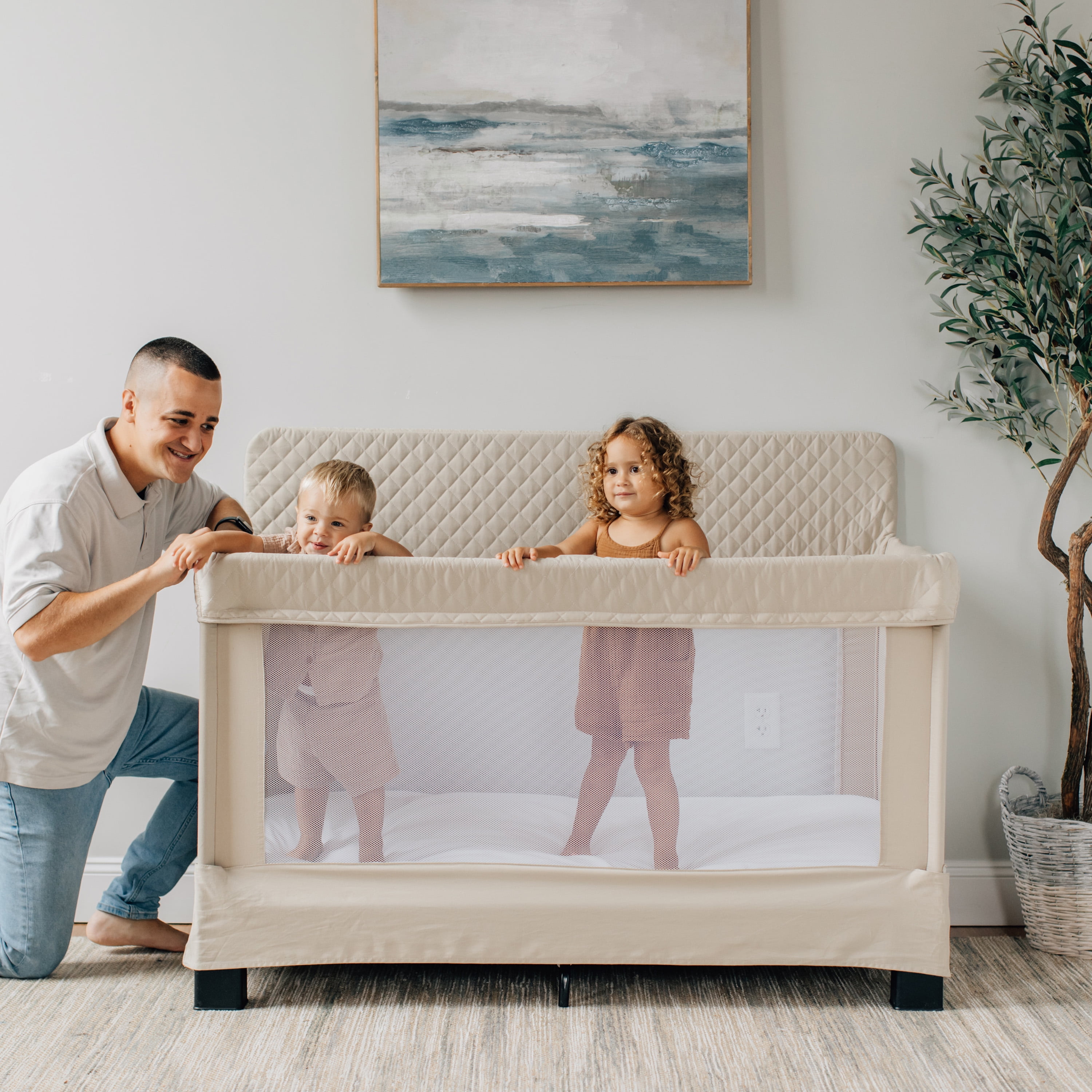 Baby Delight Lunaire Full Size Mesh Infant Crib & Playard, Organic Oat