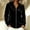 Black, variant on Women's Jacket Long Sleeve Velvet Stand Collar Hip Relaxed Zipper Closure Side Pockets Ribbed Cuffs Solid