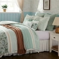 thumbnail image 6 of 9 Piece Cotton Percale Comforter Set Aqua Cal King, 6 of 10