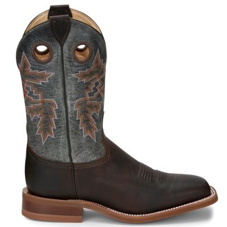 Bottes Cowboy Justin Cuir Noir - Taille 12 D, Détails Brodés, Occasion