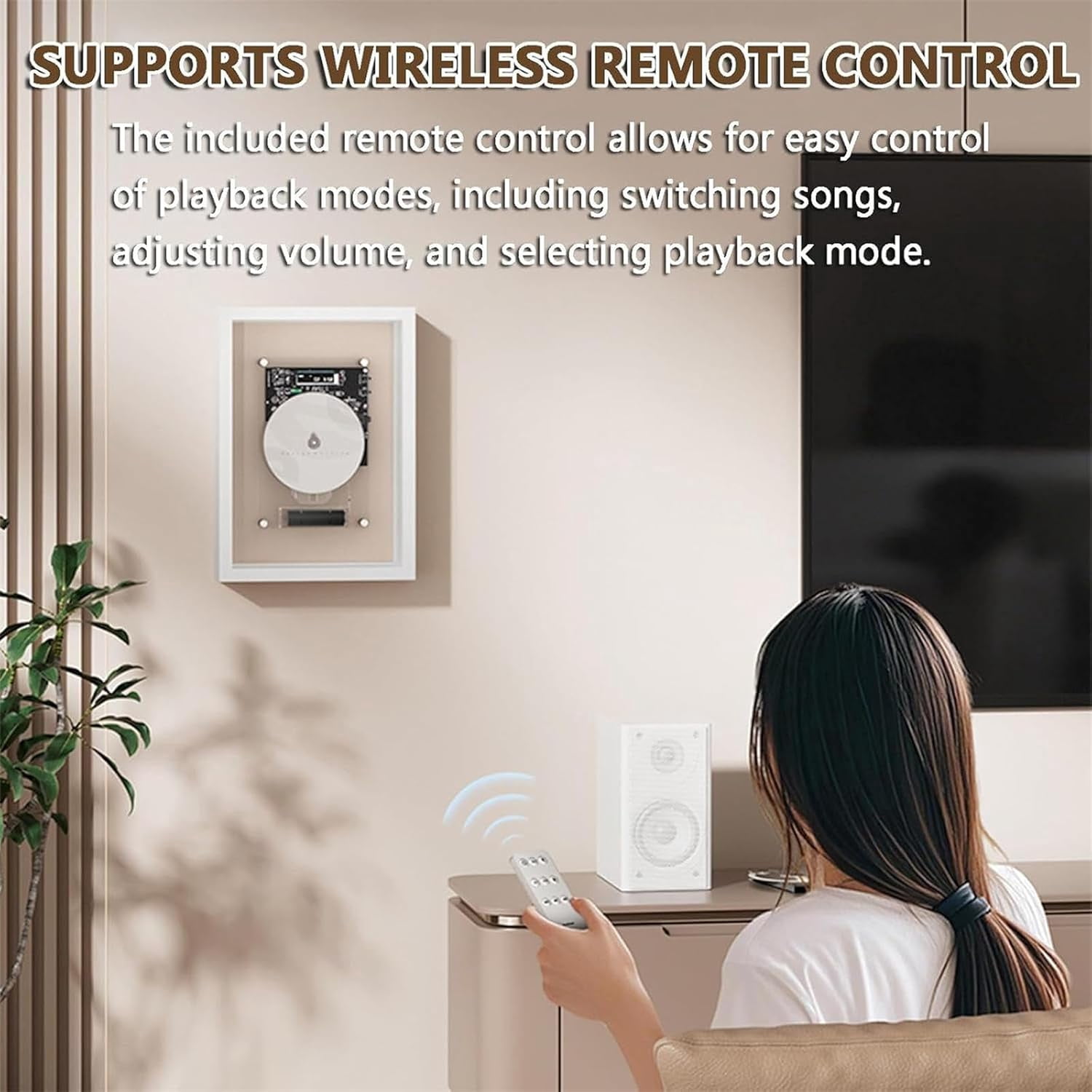 Wall Mounted CD Player, Music Frame CD Player, W/Remote Control, 5.0 Bluetooth/3.5mm AUX Output, Without Speakers, Home/Corridor/Office/Wall Decor,Black
