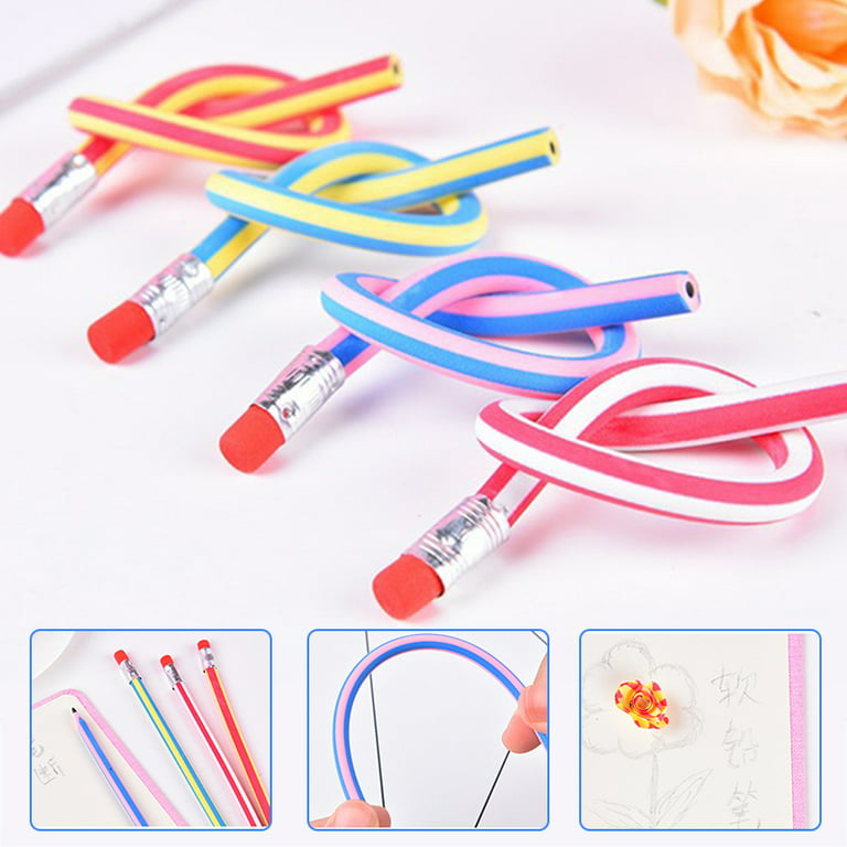 35 PCS Flexible Pencils,Soft Novelty Pencils,Soft Cool Fun Pencil with  Erasers for Children,Students,School Prizes,Classroom Supplies