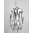 thumbnail image 4 of YIZYIF Girls Metallic Pleated Dance Dress Long Sleeve Bronzing Jazz Hip Hop Performance Costume Back Zipper Dancewear, 4 of 7