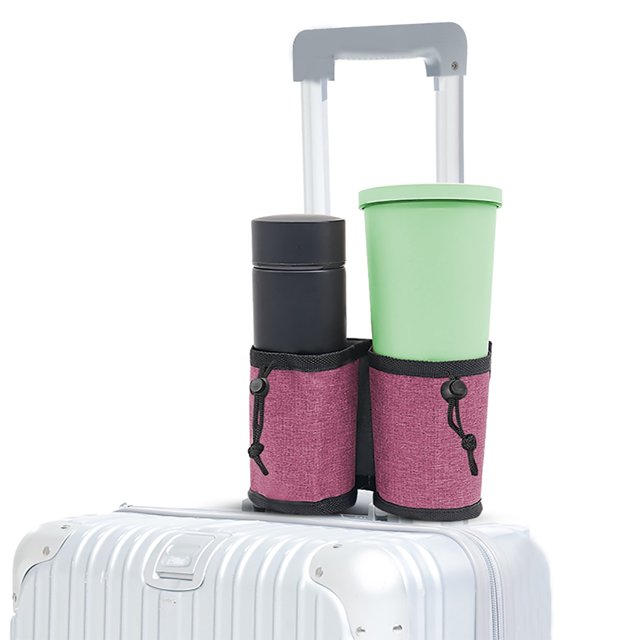 Tignapoo Cross-Border Travel Cup Holder for Luggage, Portable Drink Sleeve, Multi-Functional Detachable Cup Carrier, Rose Red