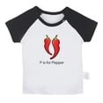 thumbnail image 2 of iDzn P is For Pepper Funny T shirt For Baby, Newborn Babies T-shirts, Infant Cute Veggies Tops, 0-24M Kids Graphic Tees Clothing (Short Black Raglan T-shirt, 0-6 Months), 2 of 5