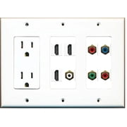 RiteAV - (3 Gang 15A Outlet 3 HDMI Component Audio Video Wall Plate