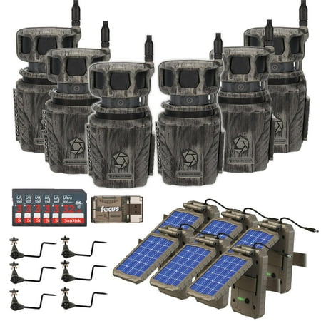 Stealth Cam Revolver 36MP 360-Degree Cellular Trail Camera with 1/4-Inch Threaded Mount (6-Pack) Bundle with Stealth Cam Power Panel (6-Pack) Holder (6-Pack) Card (6-Pack) and Reader (37 Items)