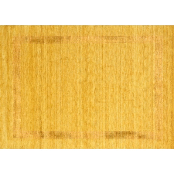 Ahgly Company Machine Washable Indoor Rectangle Contemporary Deep Yellow Area Rugs, 5' x 7'
