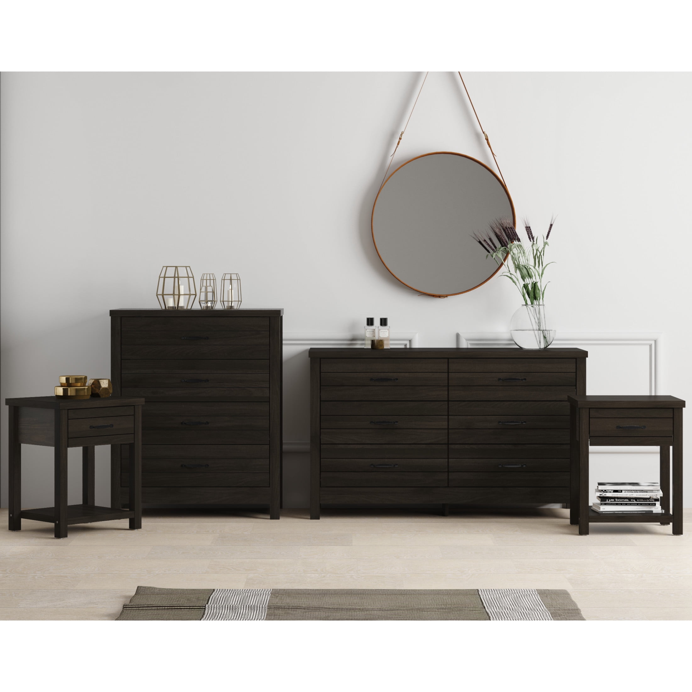 Lancaster Wood 4 Drawer Dresser, Espresso, by Hillsdale Living Essentials